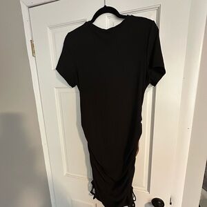 Midi dress with rouching on sides